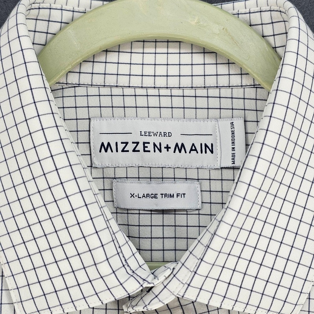 Mizzen+Main Leeward Shirt Mens XL White Check Trim Fit Non Iron Stretch - Picture 3 of 9